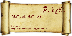 Pávai Áron névjegykártya